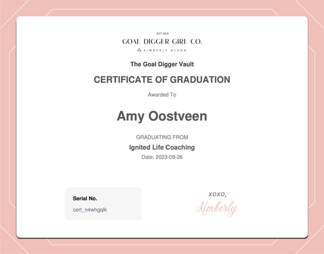 Goal Digger Certificate